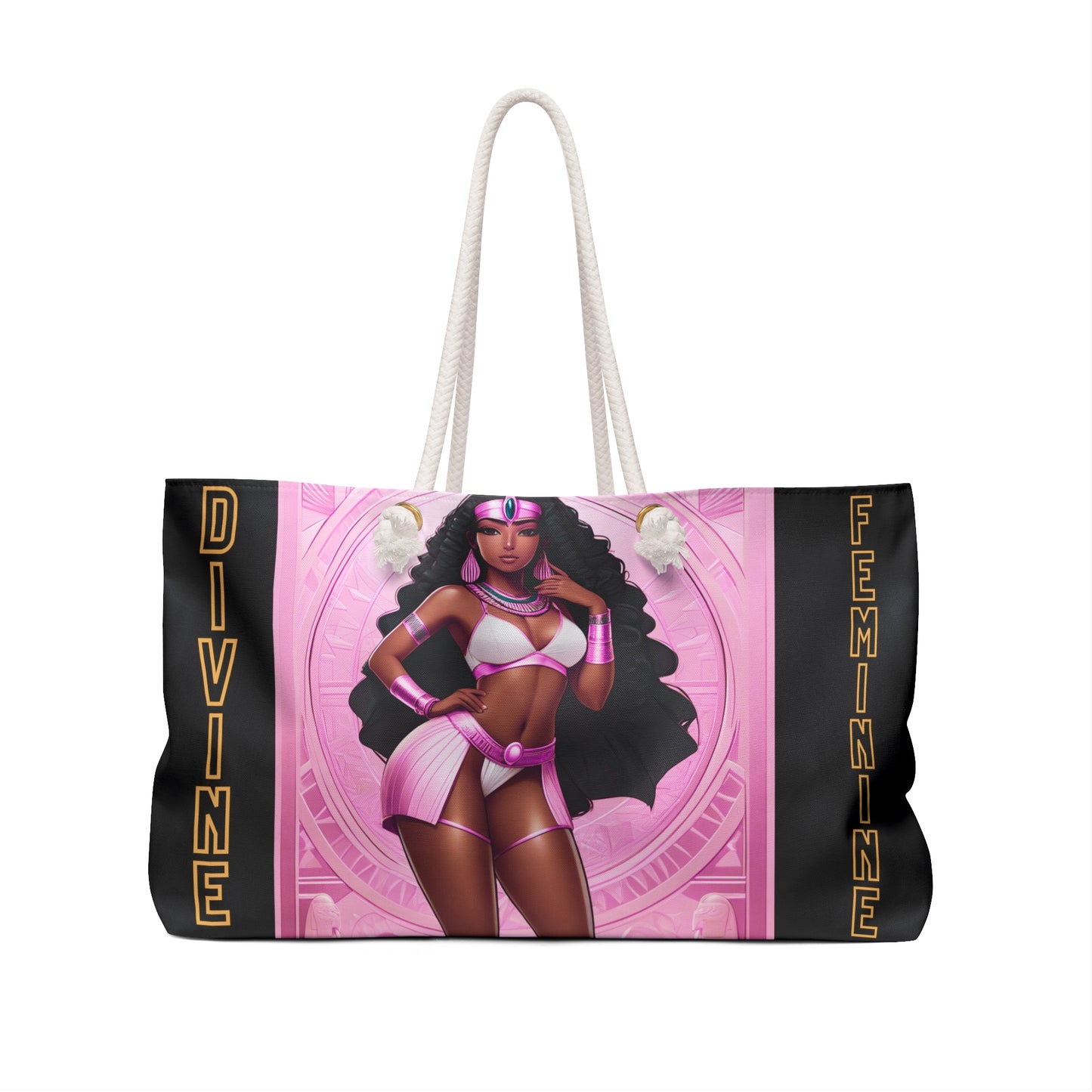"Divi9ne Feminine" - Black and Gold Weekender Bag