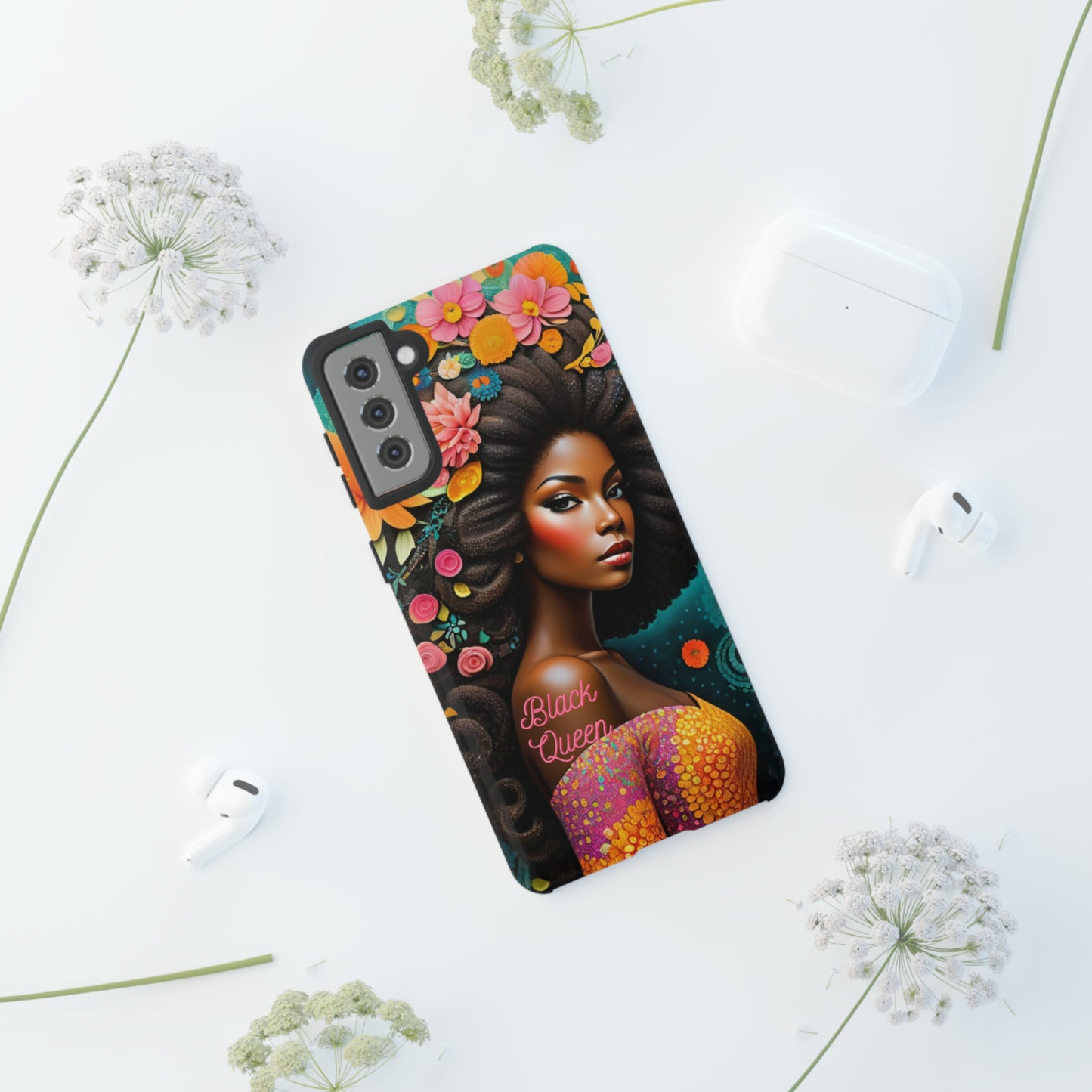"Black Queen" Tough Cases -Floral
