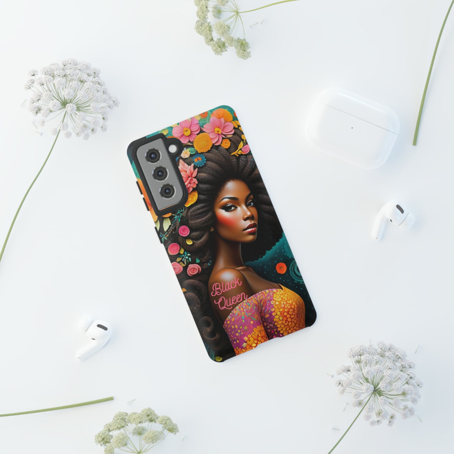 "Black Queen" Tough Cases -Floral