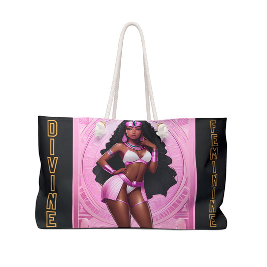 "Divi9ne Feminine" - Black and Gold Weekender Bag