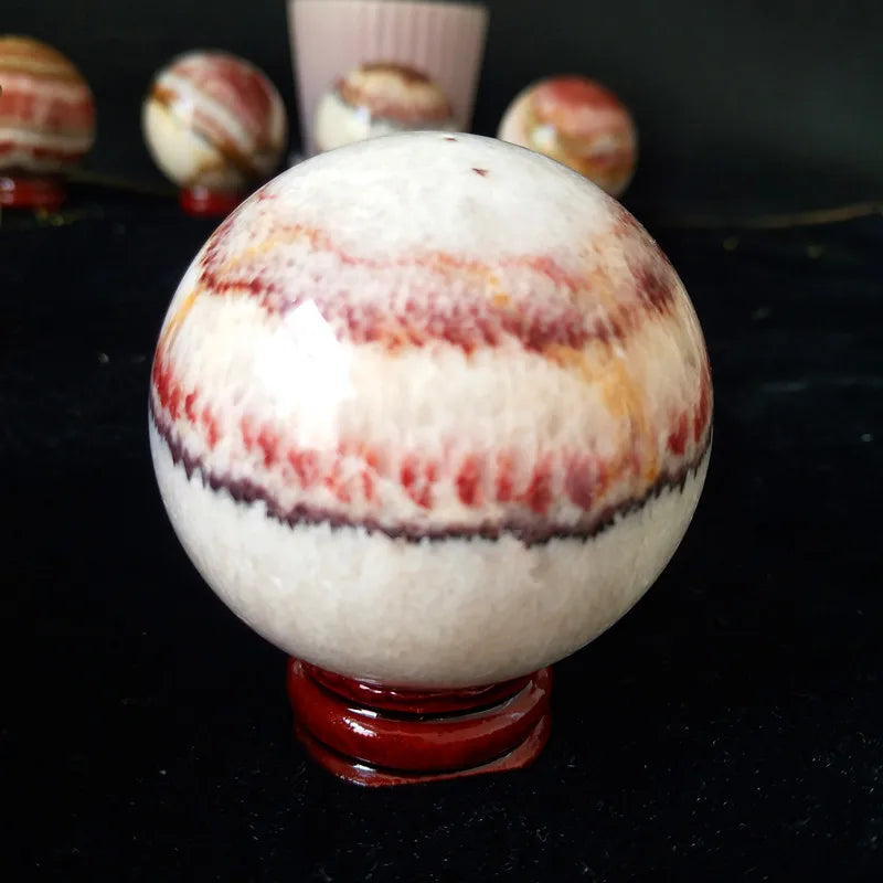 Natural Stone Sphere Rhodochrosite Crystal Ball Home Room Decorated High Quality Ornaments Witchcraft Spiritual Healing Crystals