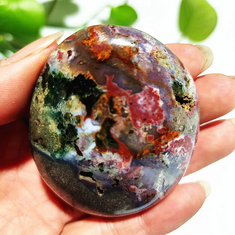 Natural Stone Ocean Jasper Crystal Palm Room Decor Gemstones Spiritual Chakra Reiki Meditation Witchcraft Healing Crystals