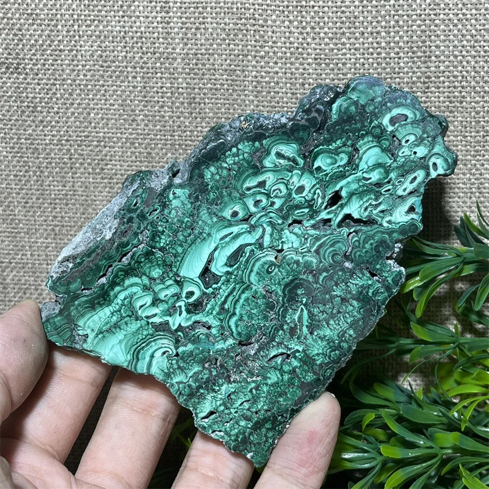 Natural Malachite Slab Flower  Slice Crystal Stone Quartz Beauty Minerals Reiki  Healing Spiritual Stripe Home Decoration