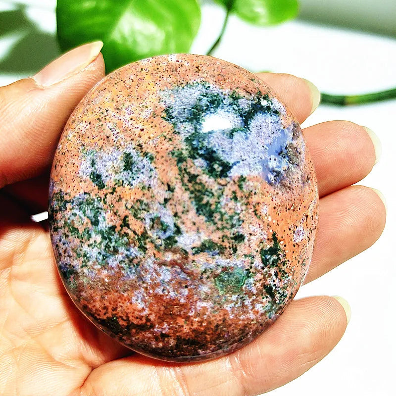 Natural Stone Ocean Jasper Crystal Palm Room Decor Gemstones Spiritual Chakra Reiki Meditation Witchcraft Healing Crystals