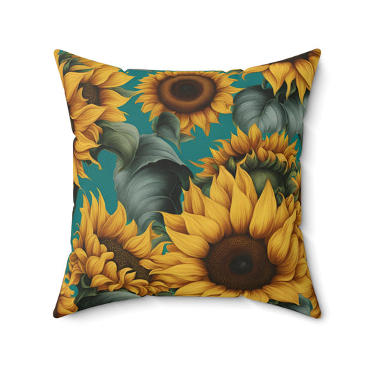 Spun Polyester Reversible Sunflower Square Pillow