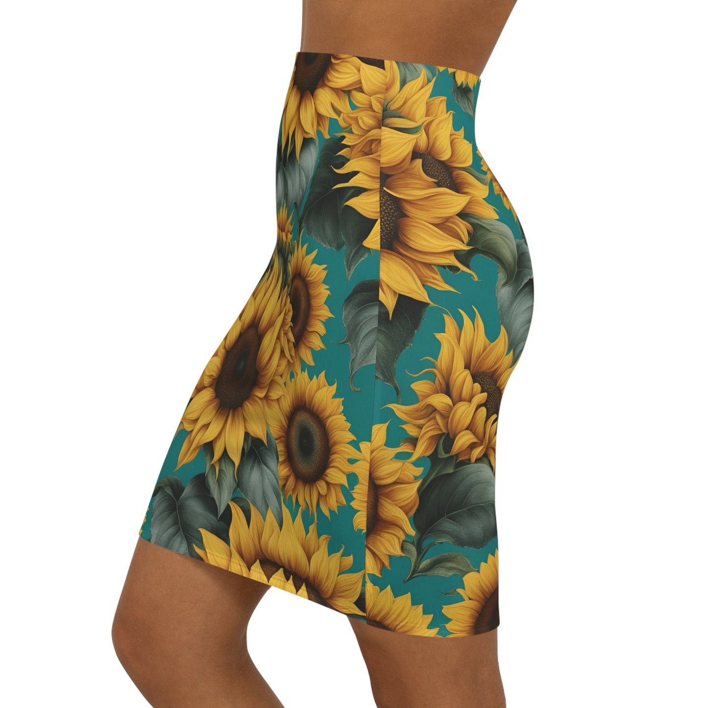 Women's Mid-Waist "Sunflower" Pencil Skirt