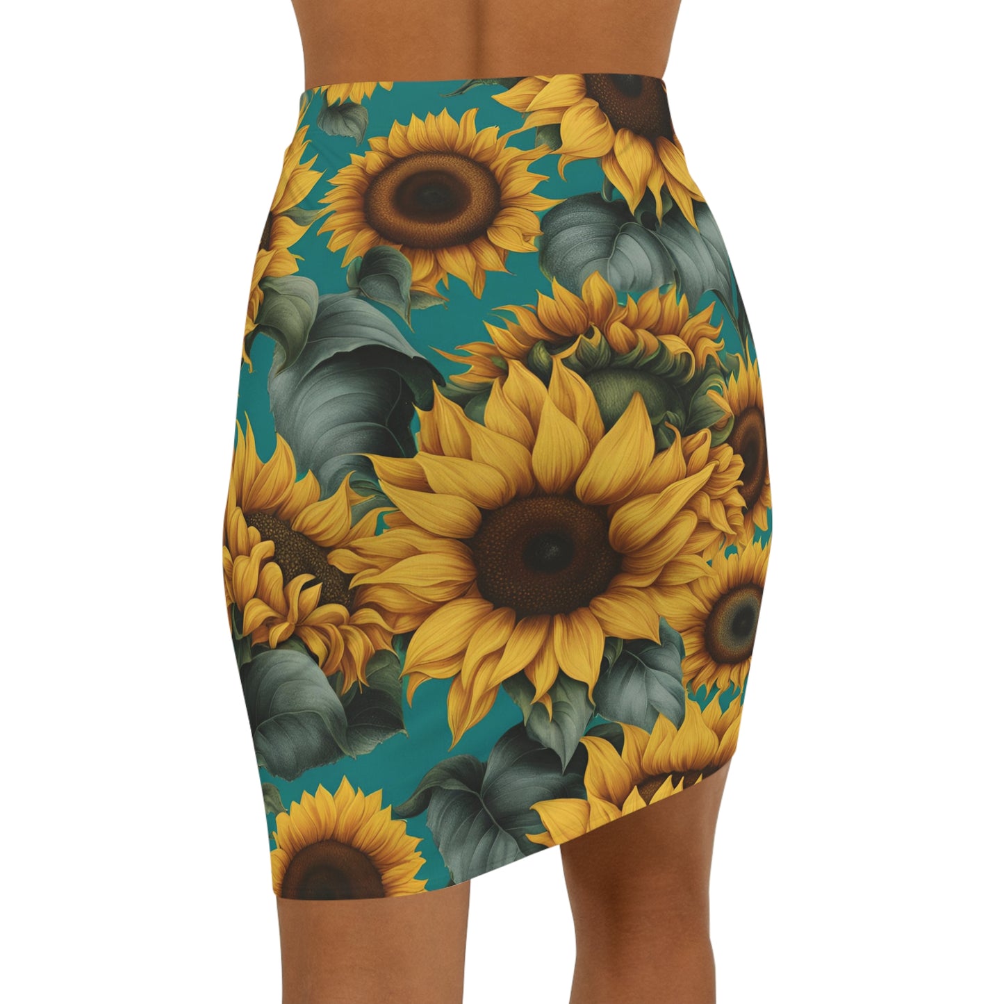 Women's Mid-Waist "Sunflower" Pencil Skirt