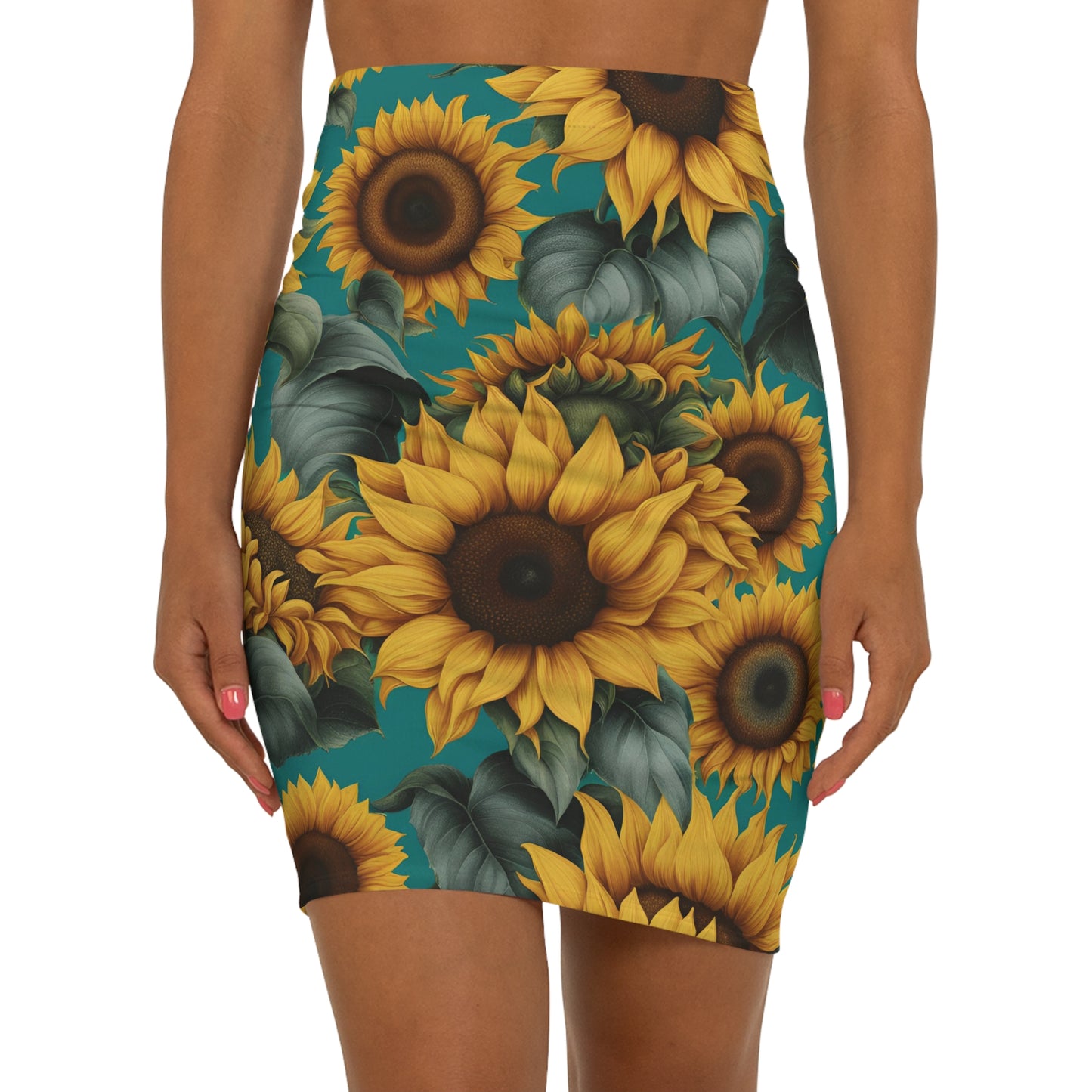 Women's Mid-Waist "Sunflower" Pencil Skirt