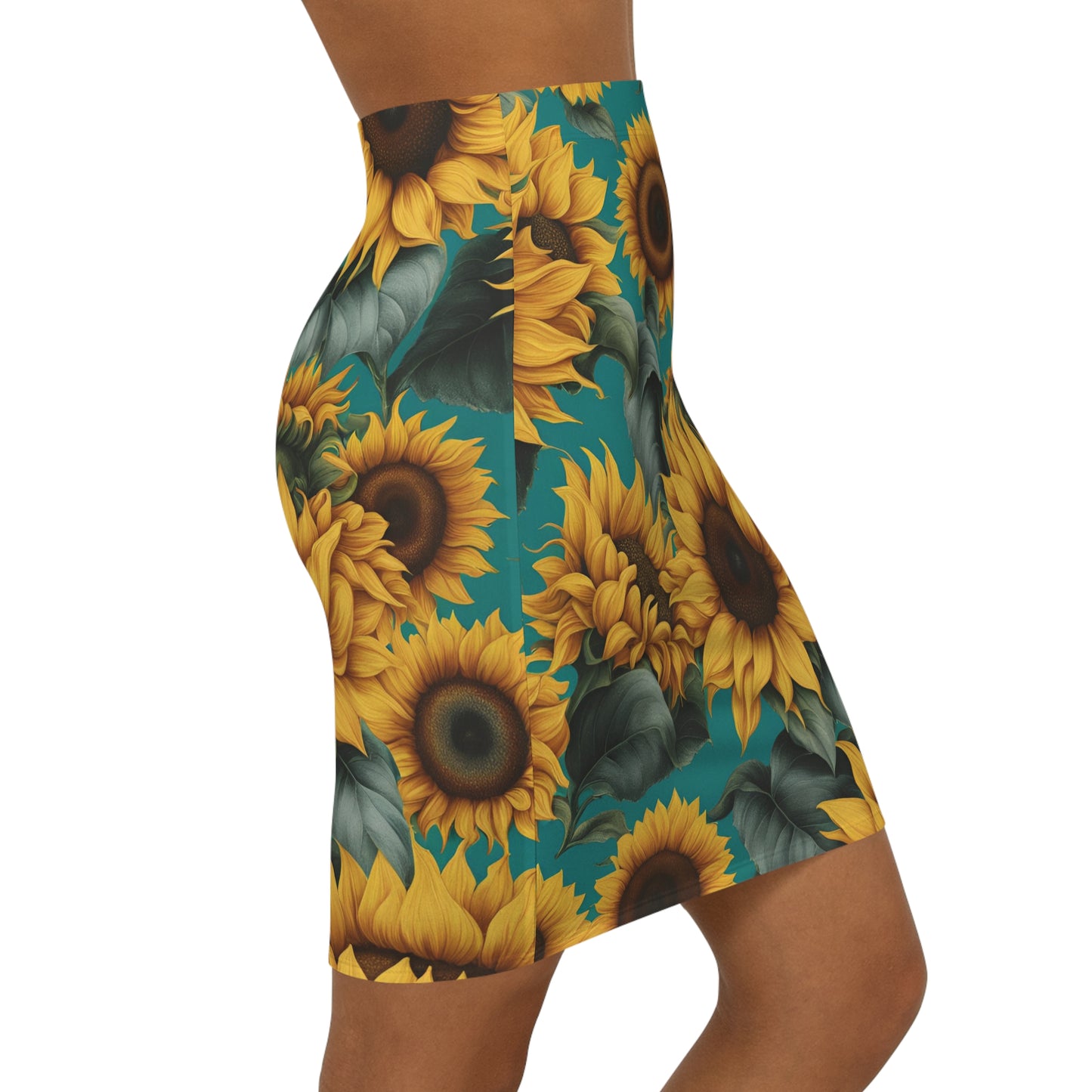 Women's Mid-Waist "Sunflower" Pencil Skirt