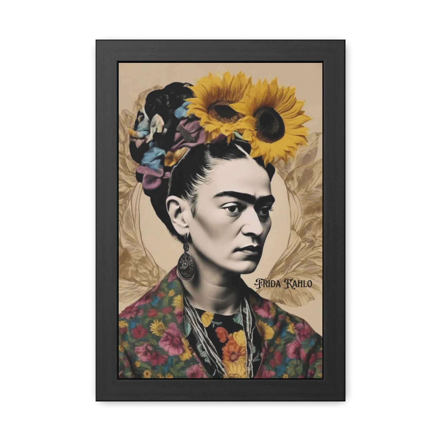 Frida Kahlo Sepia Framed Posters